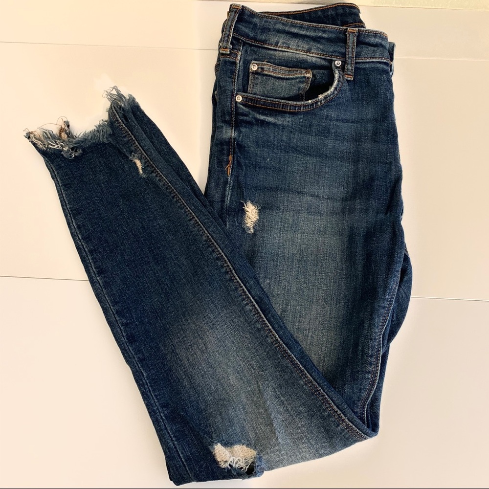 Zara cropped distressed denim